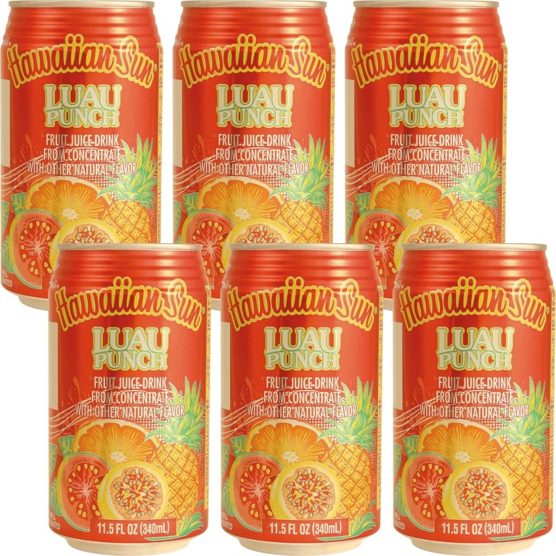 Hawaiian Sun Luau Punch Fruit Juice 6 Pack 11.5oz Cans