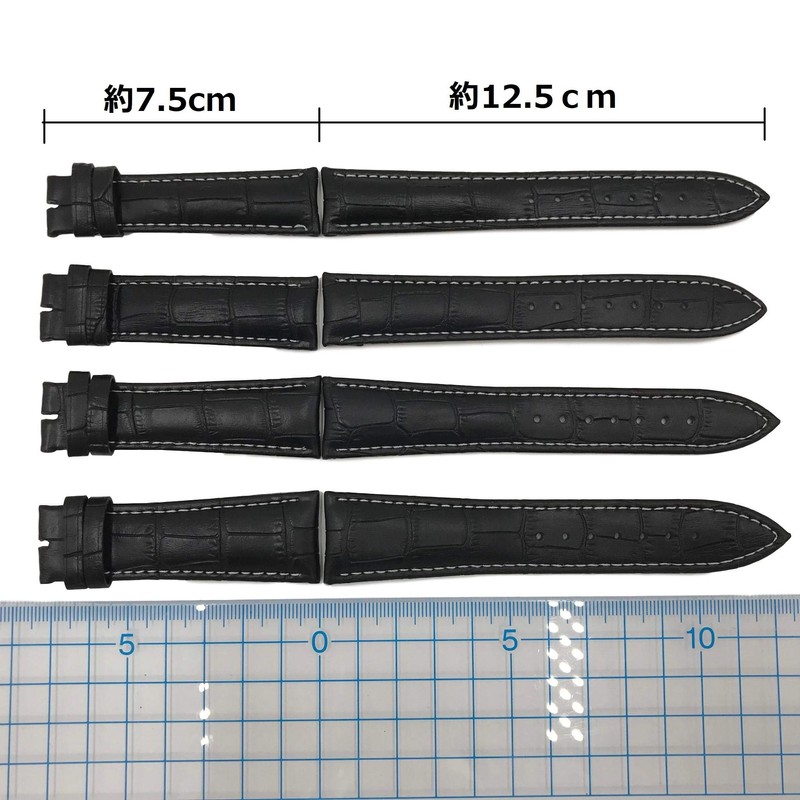 DauStage White Stitching One-Push Watch Band, D Buckle, Crocodile Embossed