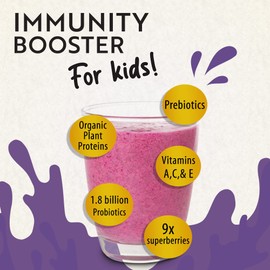 Mavella Kids Immune Support Powder - Immune Boost with Vitamin C A + E, Magnesium & Probiotics for with 9 Superberries - Berry Taste Immunity Gummies Alternative 8.82oz (250g)