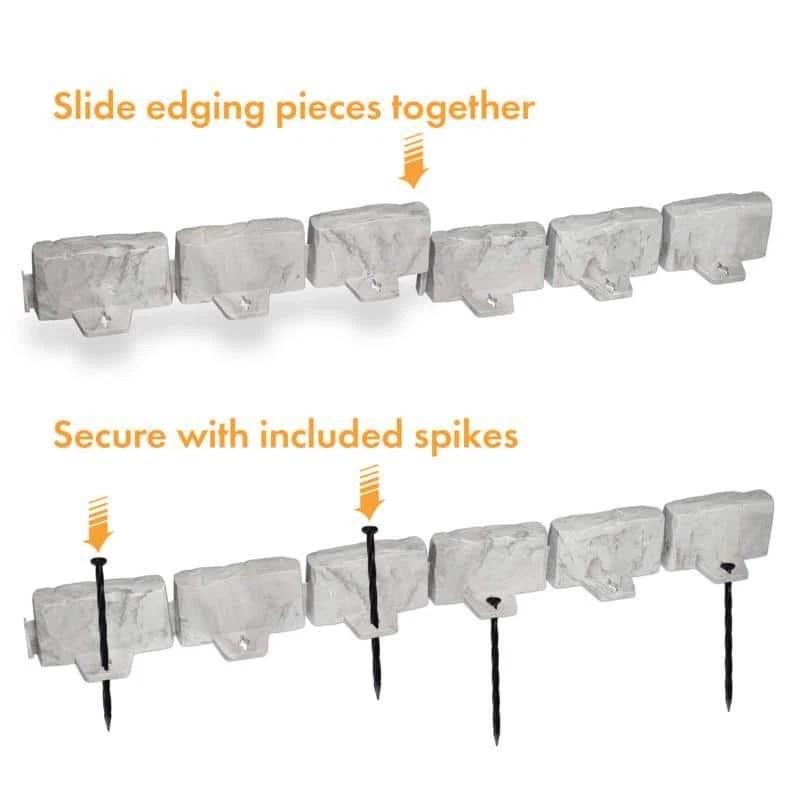 Vigoro 10ft Gray No-Dig Faux Stone Edging Kit – Decorative