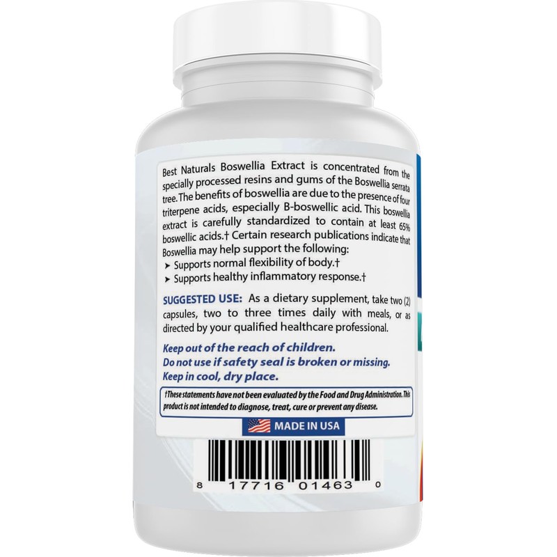 Best Naturals Boswellia 250 mg 120 Capsules - Standardized to