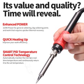 YIHUA 926 III 110W Soldering Iron Station Kit with LED Display, 2 Helping Hands, 3 Extra Iron Tips, 35g Lead-Free Solder, Solder Sucker, S/S Tweezers, °C/°F Conversion, Calibration & Sleep Features