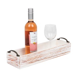 Mind Reader Serving Tray with Handles, Bed Tray, Wooden Tray, Condiment Organizer, Farmhouse, 16.26" L x 5" W x 3.66" H, Brown