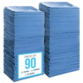 SIMPLI-MAGIC Cotton Shop Towels 14"x12" (90 Pack) – Reusable Cleaning Shop Rags for Automobiles, Industries, Garage and Homes (Blue)