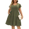 Celkuser Womens Plus Size Casual Summer Dresses Ruffle Sleeve Tiered