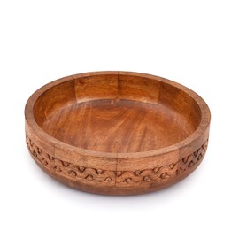 Kimona Fruit Bowl Wooden Bowls for Food, Fruits, Salad, or Popcorn for Dining Table Center, Living Room, Kitchen Décor (25.4cm x 25.4cm x 6.35cm)