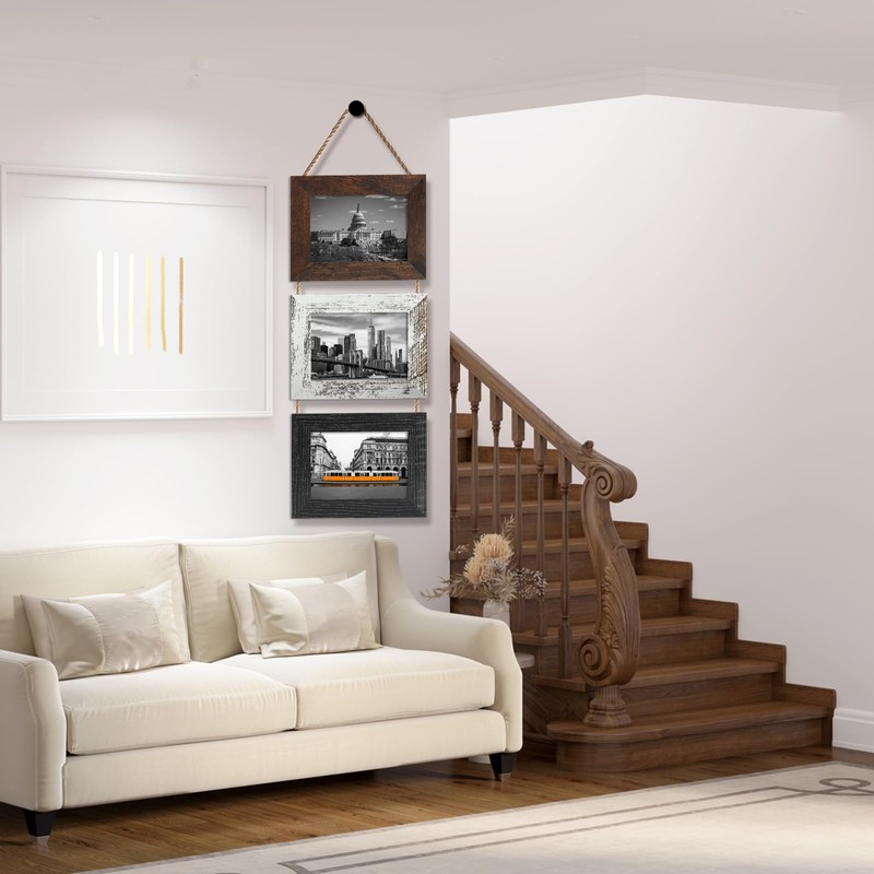 Rexllon 5x7 Wall Hanging Picture Frames Collage with 3 Opening