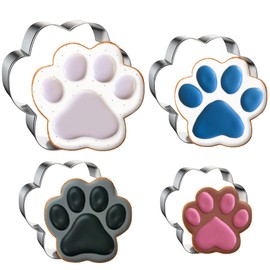 FUSOTO Dog Paw Cookie Cutters Set, Cookie Cutter for Homemade Dog Treat, 4Pcs Stainless Steel Cutters Dog Paw Shape for Cookie Baking, Sandwiches, Biscuits, Fruit, Vegetable