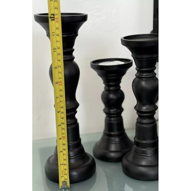 Home Decor Resin Pillar Candle Holders Set of 3 7.9",