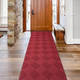SHNOSU Runner Rugs 2FTx10FT Indoor Outdoor Hallway Runner Rubber Backing Non-Slip Carpet Washable Area Rugs Custom Sizes for Entryway Kitchen Bathroom Laundry Room Balcony Patio Red