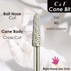 C & I Nail Drill Cone Bit, Professional Nail Drill Bit for Electric Nail Drill Machine, Nail Care Tool, Quick Remove Nail Gels & Dip Powder (Extra Coarse -XC)