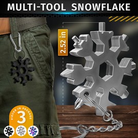 18 in 1 Snowflake Multi Tool for Men Set of 3 - Mini Multitool Keychain Screwdriver Snowflake Tool Keychain Bottle Opener for Men Multipurpose Tool - Snowflake Multitool Screwdriver Pocket Multitool