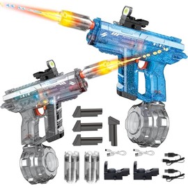 Electric Water Gun 2 Pack for Adults Kids: Light Up Automatic Squirt Guns, 26-32FT Long Range, 800CC Large Capacity, Summer Outdoor Pool Games for Ages 8-12, Beach Backyard Family Party Toy Gift