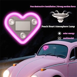 Solar-Powered Heart-Shaped LED Neon Light for Car & Outdoor Decor - IP65 Waterproof, Multiple Modes, Romantic Ambience for Couples. (Lake Blue, 1pcs)