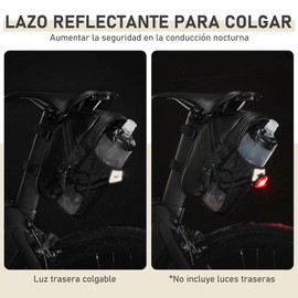 Bolsa de Sillín para Bicicleta con Soporte de Botella de Agua, Impermeable Bolsa para debajo del Asiento de Bicicletas, Gran capacidad con Gancho Trasero Reflectante para Ciclismo Carretera Montaña