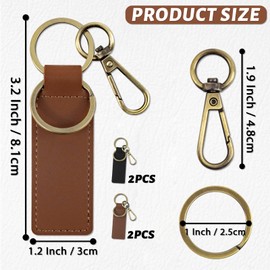 4 PCS Leather Key Chains Leather Key Ring Car Key Chain Holder for Women and Men Brown, Black Keychain for Key Fob, Black and Brown, 5.1*1.2 inches