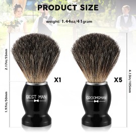Reallnaive Groomsmen Gift Set of 6 Badger Hair Shaving Brushes with Ergonomic Wooden Handles for Weddings and Celebrations, Best Man, Groomsmen Gifts Wedding Favor