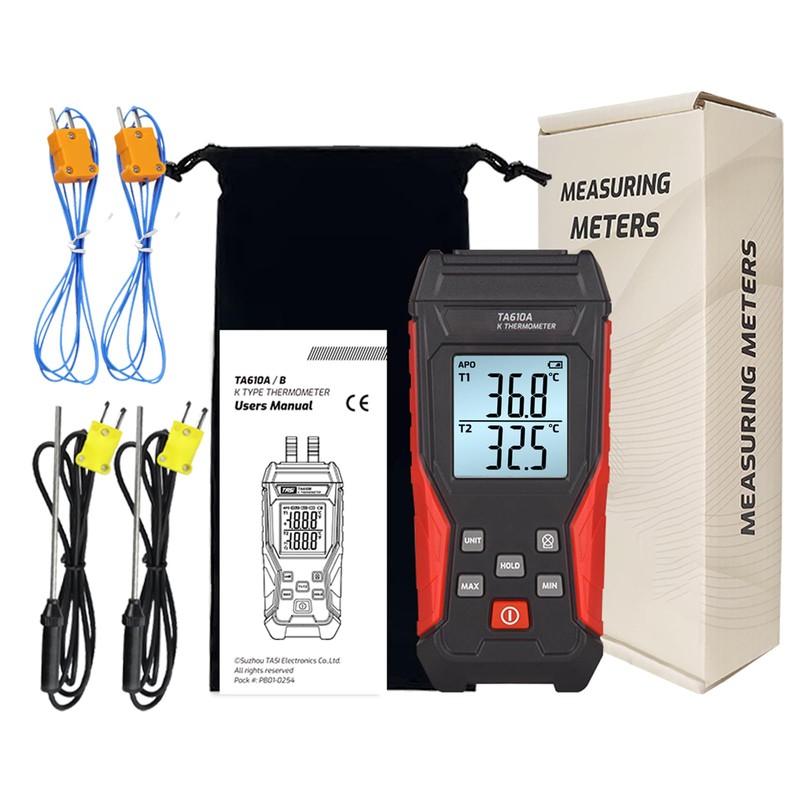 AOOFCMLLC Thermocouple Thermometer, Digital Dual Channels Thermocouple with 4 K-Type