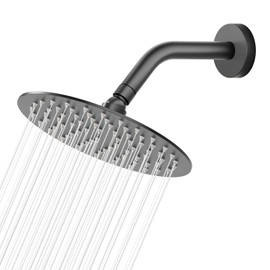 AULEEND 6 Inch Round Rain Shower Head, High Flow Stainless Steel Rainfall Shower Head, High Pressure Design (D-Matte Black)