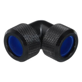 sourcing map Rigid Tube Fitting 90 Degree Rotary Elbow Black with Seal Ring Hard Tube Quick Twist Connector for Computer Water Cooling System