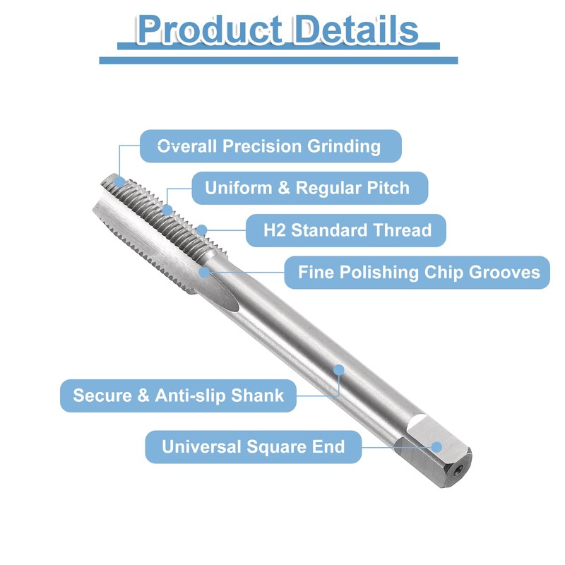 sourcing map 2pcs Straight Flute Thread Tap, M10 x 1