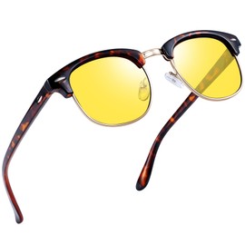 Joopin Classic Half Frame Sunglasses Men's Polarised and Retro Sunglasses Women's Vintage Sunglasses Unisex UV400, 32 turtle brown (glasses: yellow)