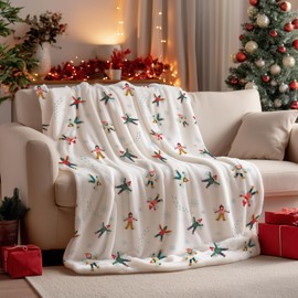 Horaldaily Christmas Flannel Blanket Throw, People Play in The Snow Soft Fuzzy Plush Cozy Fleece Blankets for Couch Sofa Bed Lounging, Ideal Gifts for Kids Adults Wife Self, 50x60