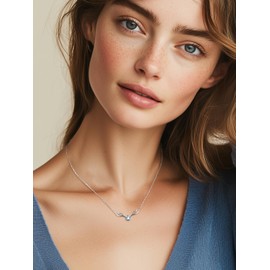 Silvora 925 Sterling Silver Deer Antler Necklace, Antler Deer Jewelry Antler Pendant Choker Birthstone Necklace Christmas Jewelry for Women