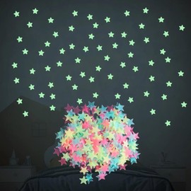 50Pcs Multicolor Glow in The Dark Luminous Stars Fluorescent Noctilucent Plastic Wall Stickers Murals Decals for Home Art Decor Bedroom Room Decorations,Decorative Goods Stickers,Wall Décor
