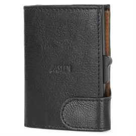 JASLEN - Men's Leather Card Holder - Leather Card Holder with Coin Compartment - Credit Card Holder RFID Protection - Durable Card Holder Men's Leather - Stylish Card Wallet Men - Secure Card Holder