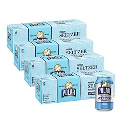Polar Seltzer Water Original 100% Natural Sparkling Soda Beverage Soft Drink Cans - 4 Cases (48 Pack)