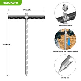 16” Monitor Soil Probe,Soil Sampler and Plant Moisture Meter,T-Handle Soil Sampler Probe Rod No Batteries Required, Root Aerator and Plant Water Monitor