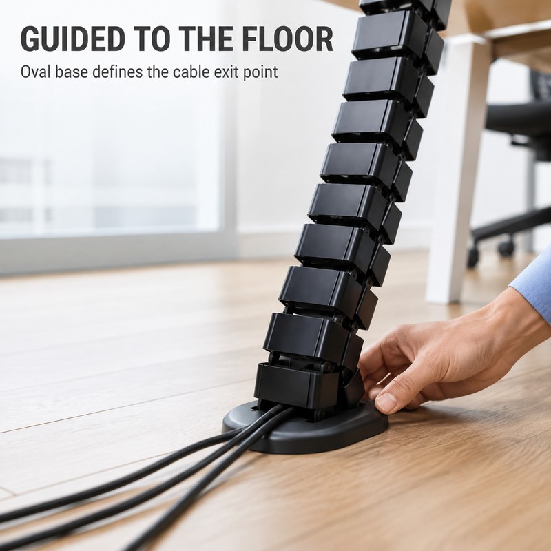 Under Desk Cable Management Spine, 31.5–59.1 in, Black White or