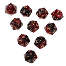 Yourandoll Pack of 10 Polyhedral Dice D20 Dice Dice Game Dice for DND RPG Table Games (Red Black)