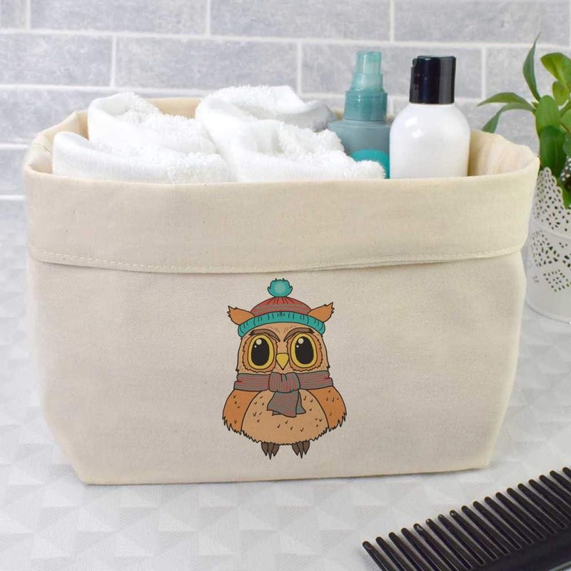 Large 'Cute Winter Owl' Canvas Organiser/Storage Bag (OR00034941)