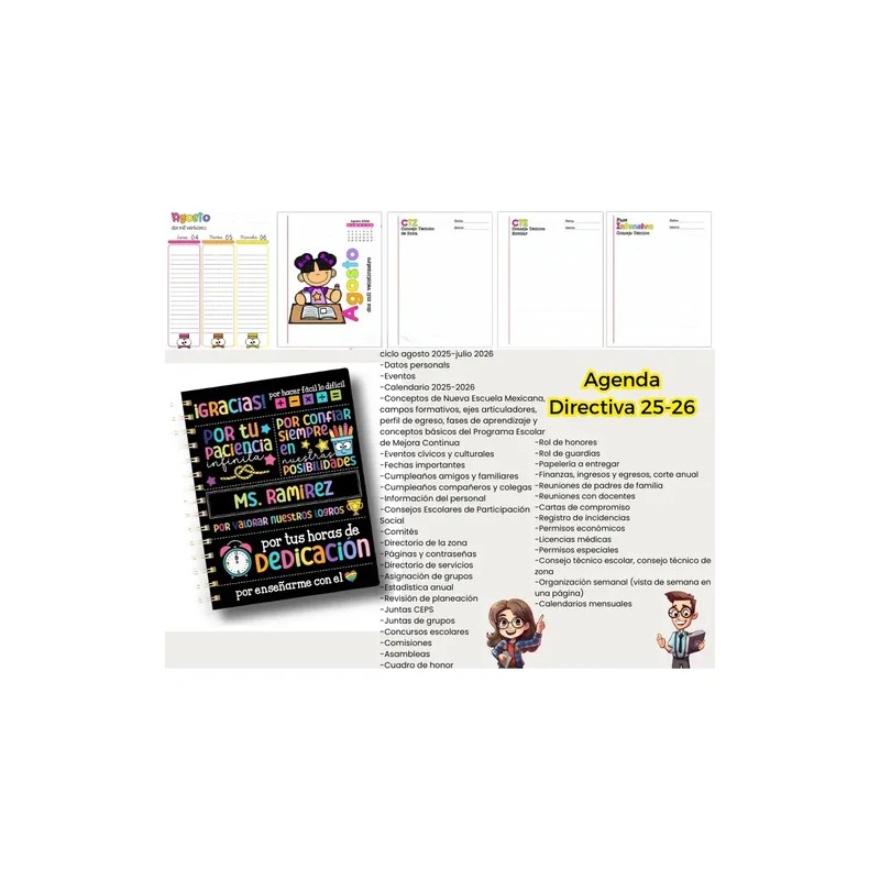 Agenda Escolar Directiva 2026 Personalizada 2026-2027