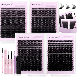 Wendy 웬디 래쉬 클러스터 키트 팩: 980-Pcs, 60D, 80D, 100D, D 컬, 10-18mm 혼합, 캣 , 부드럽고 자연스러운, 푹신한, DIY 속눈썹, 개별, 속눈썹 클러스터, 벌크 [Cluster 10-18mm 60-100D] Wendy Lash Cluster Kit Pack: 980-Pcs, 60D, 80D, 100D, D Curl, 10-18mm Mixed, Cat, Soft and Natural, Fluffy, DIY Eyel