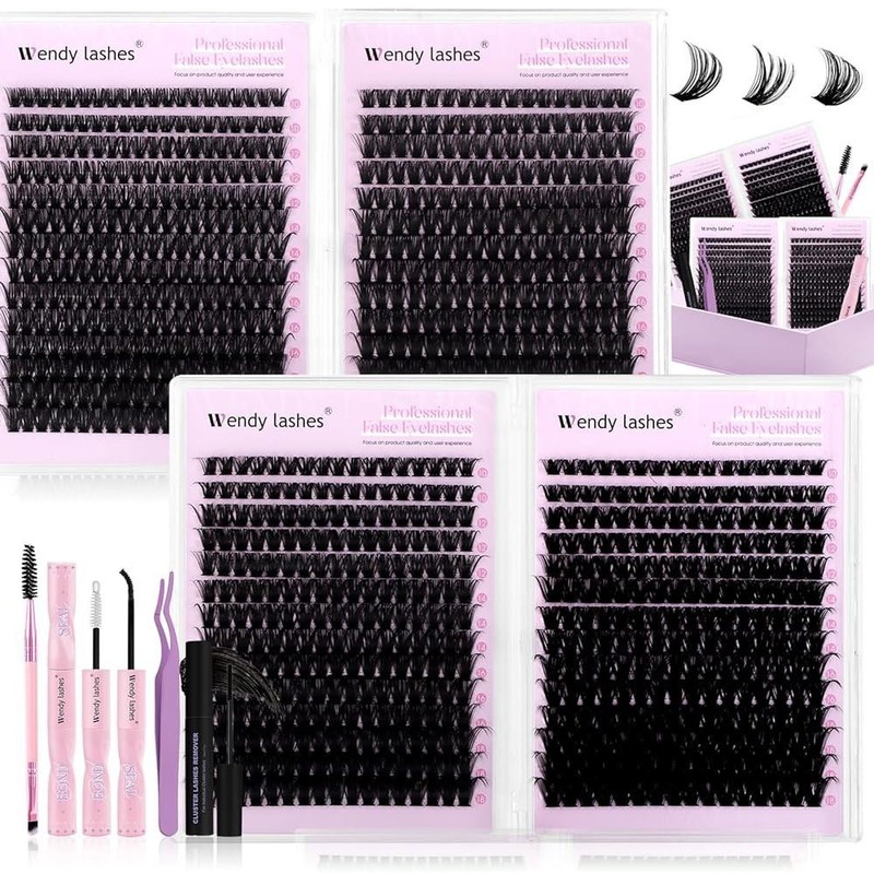 Wendy 웬디 래쉬 클러스터 키트 팩: 980-Pcs, 60D, 80D, 100D,