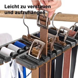 2 Pcs Tie Racks for Men Closet,Tie Rack Hanger for Closet,Tie Hanger Organizer for Closet with Four-Way Rotatable Hooks Holds 10 Ties/Belt/Silk Scarf Belt