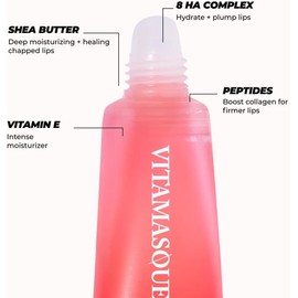 Vitamasques Exfoliante Labial De Azúcar - Sandía, Exfoliante Labial, Exfoliantes De Azúcar, Hidratación Y Suavidad Nocturnas, Alivia La Sequedad, Exfoliante Labial Hidratante Enriquecido Con Manteca