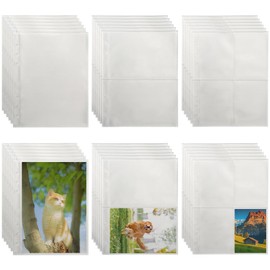 SOFPLATE 30 Pack 3 Styles A5 Binder Pockets Plastic Photo Sleeves with 6 Rings 7.7 x 5.98 Inch Clear 1/2/4 Pockets Rectangle Refill Core Insert Protector Pages for DIY Photos Postcards Photocard Album