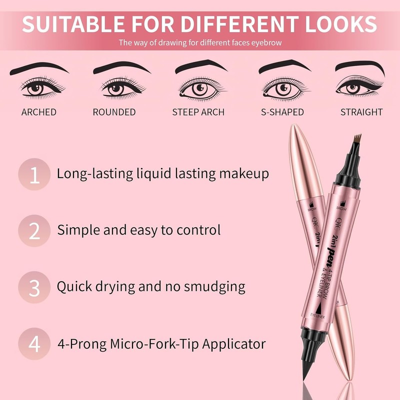 Lápiz de Cejas 2 en 1 con Gel Impermeable –
