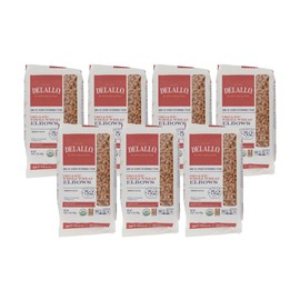 DeLallo Whole Wheat Elbow Macaroni Pasta, 1 Pound Bag, 7 Pack, 100% Organic, Made in Italy, High Protein