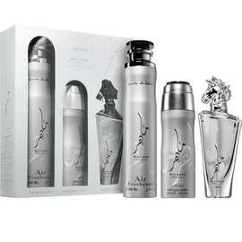 Lattafa Maahir Legacy For Men 3 Piece Gift Set (3.4 Fl Oz EDP + 6.67 Fl Oz Deo + 10.14 Fl Oz Air Freshener)