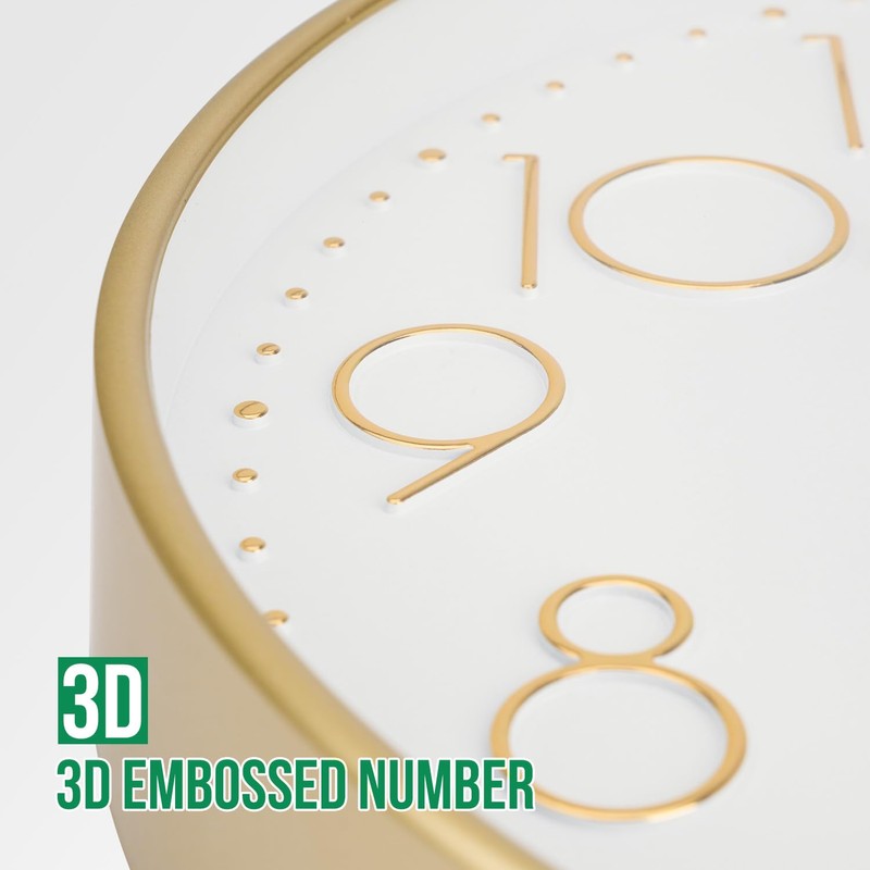 bakbrand Wall Clock Non-Ticking Silent Modern Simple Style Round Decor