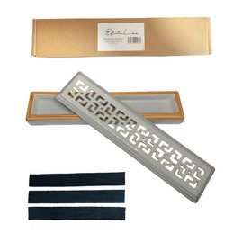 Incense Holder [Feng Shui Money Luck] Horizontal Mount with Lid, Safe, Stylish, Simple, Interior, Splatterless, Incense Burner, Ash Won't Fly, Pottery Incense Holder (Light Gray)