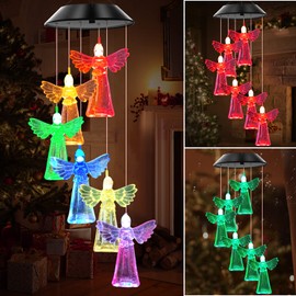 WENANA - Campanas solares de viento de ángel, luces que cambian de color, el mejor regalo para mamá, abuela, mujer, esposa, tía, hija, hermana, luz móvil única para exteriores, decoración de jardín