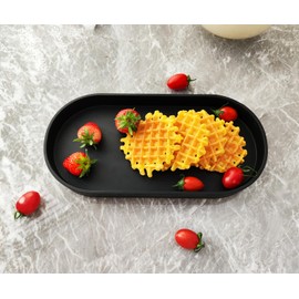 VCREATC Black Small Tray (11.8 inch), Oval Tray for Kitchen Counter, Bathtub Bathroom Vanity Items, Countertop Organizer, Coffee Accessory, Bar, Serving Seasoning, Salt and Pepper, Soap, Perfume.