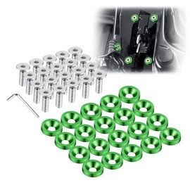 TOMALL 20Pcs Billet Aluminum Fender Bumper Washer Bolt Engine Bay Dress Up Fastener Kit Lisence Plate Decor Bolts M6 Bolt Screw Accessories (Green)