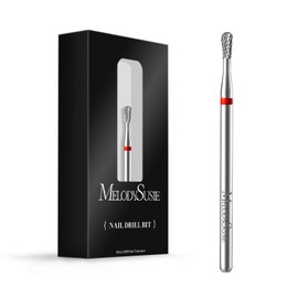 MelodySusie Cuticle Clean Nail Drill Bit, Professional Safety Carbide Under Nail Cleaner Nail Bit for Cuticle Dead Skin Nail Prepare, Two Way Rotate, Manicure Nail Salon Supply, Pear Shape, Fine